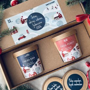 DARILNI PAKET "ZIMSKI DUET" (kava + piškoti) - v darilni škatli